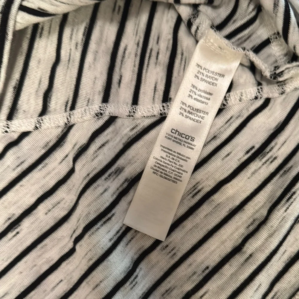 Chicos Striped Black and White Long Sleeve Top 3/4 sleeve - Picture 3 of 3